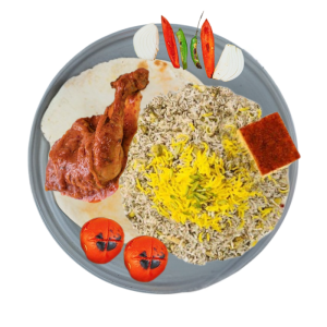 باقالی پلو با مرغ